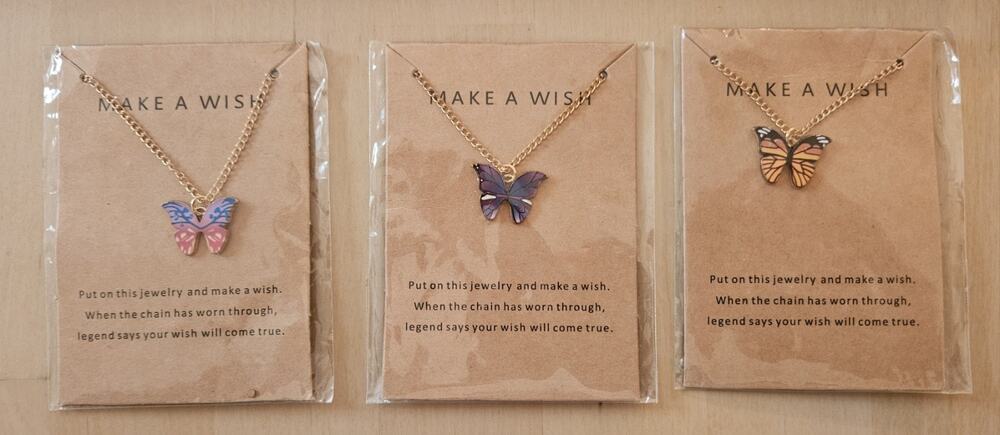 Make A Wish Butterfly Necklace Lot Of 3 Great Party Bag Wedding Favour Girls